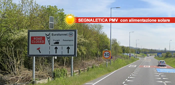 alimentazione fotovoltaica segnaletica a messaggio variabile Eurotunnel