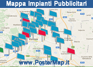 mappa impianti affissioni e pubblicità a Vicenza