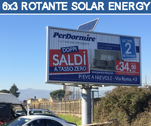 tabellone pubblicitario rotante con alimentazione solare fotovoltaica